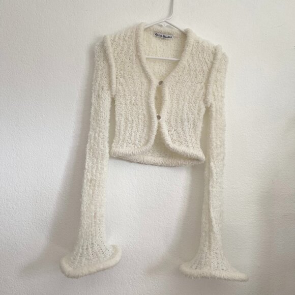 Acne Studios Off White Wool Cardigan - Picture 10 of 13